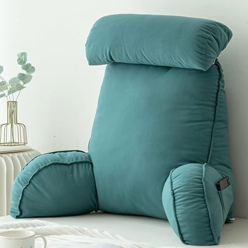 HEATHE Reading Pillow For Bed,Lumbar Support Cushion,Cuddle Cushion,Bed Chair With Arms,Sofa Waist,With Round Pillow,Perfect For Sitting,Reading,or Gaming (Emerald Green)