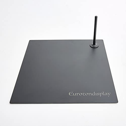 FH schwarz matt Eurotondisplay Metallplatte für Schaufensterpuppen schwarz Matt lackiert oder Silber gebürstetes Metall 38x38 cm 4,5 kg. Mit Fußdorn