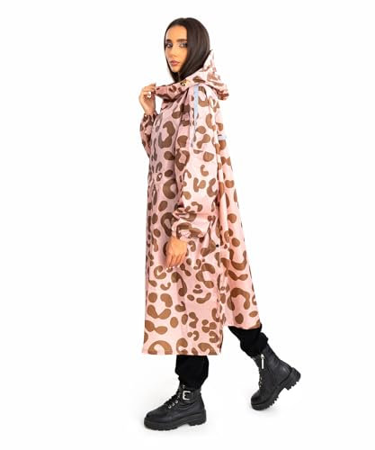 Jubi® Regenponcho Damen aus 100% Recycled Polyester - Leoprint- Nachhaltig, Leicht & Wasserdicht