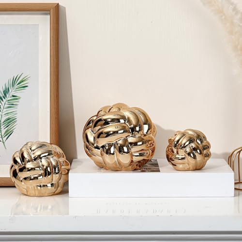 Wenqik 3 Pcs Gold Knot Decor Chain Link Living Room Decor, 3 Sizes