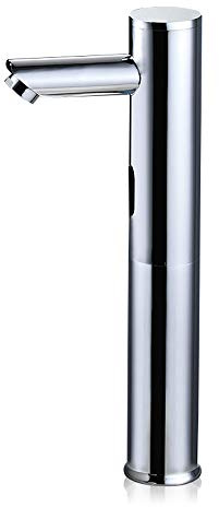 Rubinetto con sensore a infrarossi per bagno, rubinetteria automatica per lavabo in ottone, corpo alto, miscelatori moderni per lavandino bagno (20 cm)