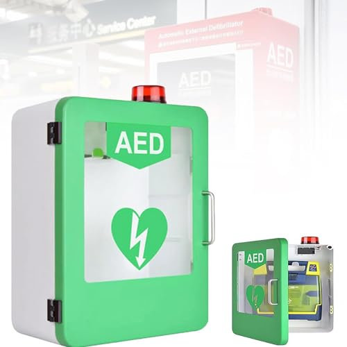 Armadietto defibrillatore – Scatola di pronto soccorso da parete con sistema di allarme e doppio interruttore, posizione divisoria regolabile – Armadio di stoccaggio DAE per risposta alle emergenze e