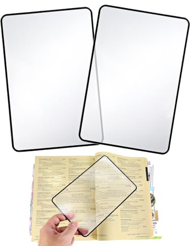 Oruola 2 Stück Vollseiten Leselupe,Vollseiten Lese Lupe,3X Rechteckige Lupe für Senioren,Große und Leichte Vollseitenlupe für Low Vision,Büchern,Zeitungen,Kleingedruckten (18x12cm)