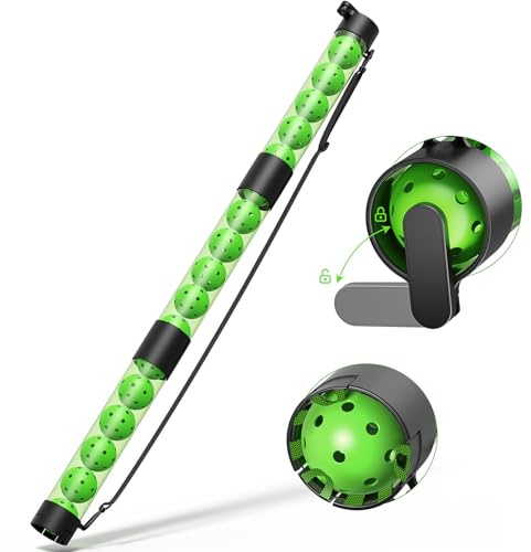 Mibhuvan 17 Balls Pickleball Ball Retriever & Holder with Strap – Adjustable Height Ball Collector, Back Saver for Adults, Kids & Wheelchair Users – Lightweight, Portable, Eco-Friendly (Green)