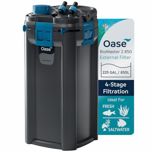 OASE BioMaster 2 850 Canister Filter for Aquariums – External Aquarium Filter with EasyClean Pre-Filter – Quiet Performance – Freshwater & Saltwater, Up to 225 Gallons