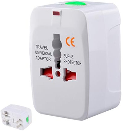 Holdes Adattatore per presa elettrica - Adattatore da viaggio universale con protezione da sovratensione | Accessori di ricarica elettronica con protezione anti-sovratensione per campeggio, auto