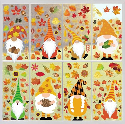 Funnlot 162 PCS Autumn Window Stickers - Autumn Window Clings Decorations Fall Leaves Window Stickers Autumn Decorations Home Decor for Office Classroom Party Thanksgiving