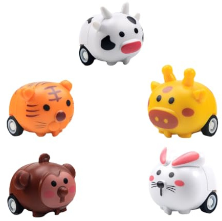 Milisten 5piezas Coche De Tracción Cuatro Ruedas De Animales Coche De Juguete para Empujar para Fiesta Infantil