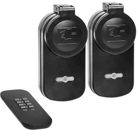 Juego de 2 enchufes inalámbricos con mando a distancia, cómodos, seguros y modernos, alcance de 25 m