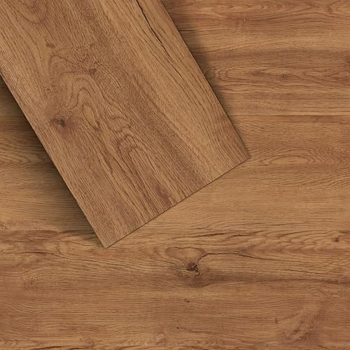 Wild-Wood SPC Système de clic de sol en vinyle, 2,23 m², lot de 8 avec isolation phonique IXPE, adaptés au chauffage au sol, imperméables et robustes, 122 x 23 x 0,6 cm, chêne gris naturel