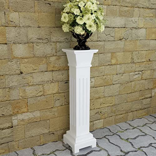 HaoChrymec Support à Plantes, Colonne Carrée en MDF Blanc, Meuble Plante Classique et Élégant, Porte Plante Interieur pour Salon, Chambre, Véranda, Couloir, Blanc, 17 x 17 x 66 cm