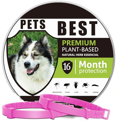 2 Pack Dog Repellent Collar, Dog Repellent Treatment Collars, Adjustable Waterproof Collar for Dogs Puppy, One Size Fits All Breeds, 16 Months Protection (Pink, General)