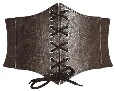 Carnavalife Cinturón corsé ancho elástico con cordones, cinturón cintura mujer, hebillas metálicas, estilo vintage, vestidos y jeans, cosplay, tallas S-3XL (Cobre, L)
