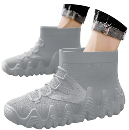 Stivali da Pioggia da Scarpe da Lavoro Antiscivolo Suola Spessa A metà Polpaccio Stivali da Trekking Giardinaggio in Gomma per (Grey 39)