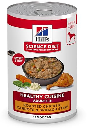 Hill's Science Diet Adult 1-6 Healthy Cuisine Wet Dog Food, Roasted Chicken, Carrots, & Spinach Stew, 12.5 oz. Cans, 12-Pack