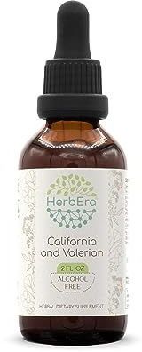 HerbEra California and Valerian B60 Herbal Extract Tincture, Concentrated Liquid Drops Natural California Poppy Herb and Flower, Valerian (Valeriana Officinalis) Dried Herbs 2 fl oz