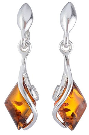 Amber Jewelry for Women - Sterling Silver and Baltic Honey Amber Earrings - Dangle Earrings for Pierced Ears - Sterling Silver Jewelry Collection