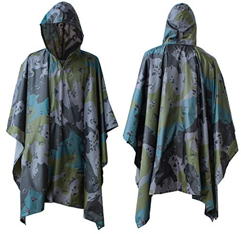 ElifeAcc Waterproof Poncho Multifunctional Rain Poncho Adult Waterproof for Outdoor Activities(Camouflage3)