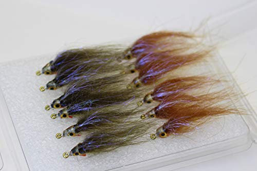 Tigofly 12 Stück braune Oliven UV Polar Fry langsam sinkende Lachs Forelle Steelhead Elritze Fliegenfischen Fliegenköder Fliegenset Größe #8 (Sortiert)