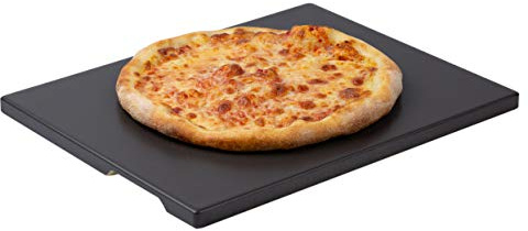 ROCKSHEAT Pizza Stone 30 x 38cm Ceramic Coating Rectangular Baking & Grilling Stone, Perfect for Oven, BBQ and Grill. Innovative Built - in Handles Design