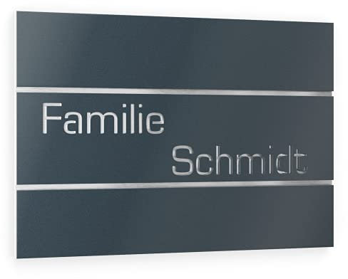 Graviers Design Türschild aus V2A Edelstahl 160x110mm - Anthrazit RAL 7016 - Wetterfest Rostfrei Individuell anpassbar - Made in Germany