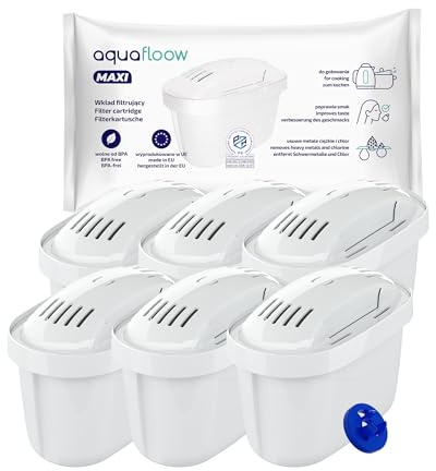 Aquafloow Maxi Set Med 6x Vattenfilterpatroner | Passar Alla BRITA- och DAFI-kannor Med UNIMAX-filter | Water Filter Cartridges Kompatibel med Brita Maxtra+, Style, Marella, Elemaris, Xl, Fun