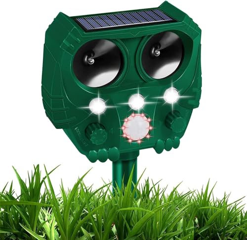 ASSCA Ultrasonic Fox Repellant Cat Repellent Garden, Deterrent Pet Animal Deterants Solar Powered, Flashing Light and USB Charge, Outdoor Farm Yard, Effective for Cats, Dogs, Foxes, Green-4