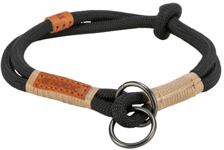 TRIXIE Zug-Stopp BE Nordic M Hundhalsband Svart/Sand - Bekvämt hundhalsband för medelstora hundar med dragkontroll - Robust och elegant - 17275