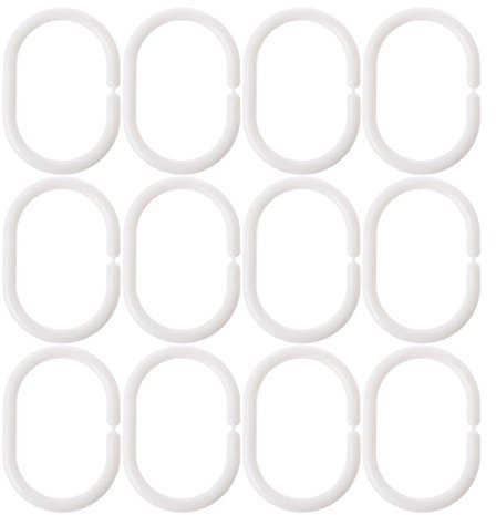 PURPLELILY Lot de 12 anneaux de rideau de douche solides et pliables avec clips qui s'ouvrent