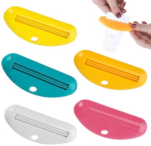 JEXOWIQ Clip per Dentifricio - 5 pcs Dispenser Spremi Tubetti Dentifricioe Tube Squeezer Spremitubetti Spremi per Dentifricio, Crema Mani,Tubetti per Vernice, Cosmetici