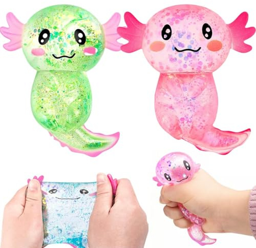 Axolotl Lot de 2 balles à presser pour soulager le stress et soulager le stress, salamandre, pour adultes et enfants