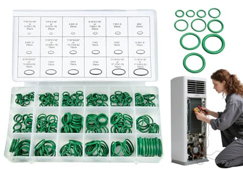 270 Pieza Junta Tórica de Goma, Juntas Toricas Aire Acondicionado, Juego de Surtido de Anillos Tóricos, Arandela de Sellado, Juntas Toricas de Goma, para Aire Acondicionado Coche Inversor