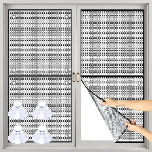 Pellicola solare per finestre e interni, protezione solare per finestre, doppio isolamento termico, in alluminio, con ventose, autoadesiva, protezione da sguardi indiscreti (50 x 50 cm)
