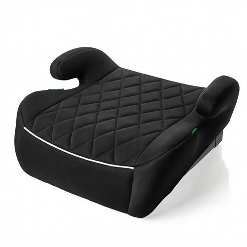LST Kindersitzerhöhung i-Size ECE R129 geprüft Sitzschale Kindersitz Booster 125-150cm 15-36kg – HDPE Kunststoff, ergonomische Armlehnen, Auto Sitzerhöhung Kinder, Gruppe 2&3 (Schwarz, ohne ISOFIX)
