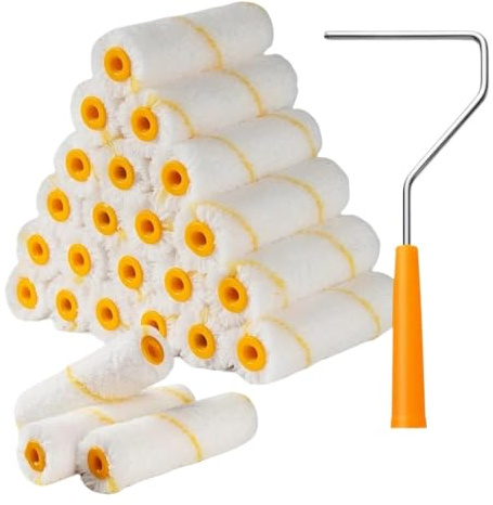 25 PCS cepillo del rodillo de pintura, cerdas densas for la látex pared y gabinete hogar