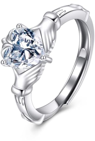 Ring för kvinnor 925 Sterling Silver Solros/keltisk knut/Claddagh/Kram/Regnbåge/Rose Flowe/Måne- och stjärnlöftessmycken Ge henne