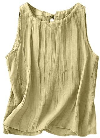 Blusa Holgada Informal con Estampado Arrugado para Mujer Estilo Bohemio sin Mangas Verano (Green, L)
