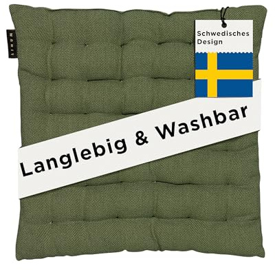 LINUM Pepper Stuhlkissen 40x40 aus 100% Baumwolle, Premium Sitzpolster für Küche, Esszimmer und Outdoor, Komfortables Sitzkissen Stuhl, formstabil und als Sitzkissen 40x40 waschbar, Dunkelolivgrün