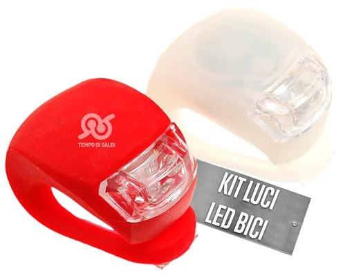 Tempo di saldi Kit Luci Bici Led in Silicone con 3 Modalità di Segnalazione - Luci Bicicletta LED Installazione Universale - Luce Bicicletta Anteriore e Posteriore per Massima Visibilità Stradale