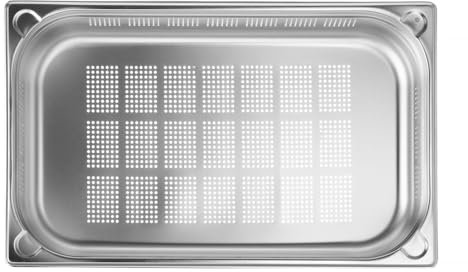 HENDI Gastronormbehälter, Temperaturbeständig von -40° bis 300°C, Heissluftöfen-Kühl- und Tiefkühlschränken-Chafing Dishes-Bain Marie, Stapelbar, perforiert, 13,2L, GN 1/1, 530x325x(H)100mm, Edelstahl