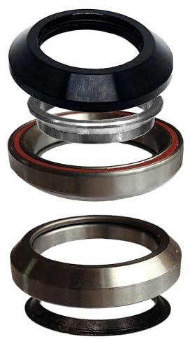 Team Dogz Stunt Scooter Integrated Headset 1 1/8 Inch Threadless With Sealed Cartridge Bearings & Racers (Black)