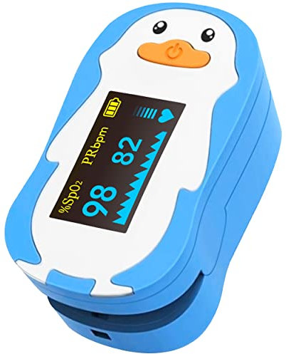 AIESI® Saturimetro Pediatrico da dito professionale certificato per bambini con display orientabile a COLORI A4, Batterie, Manuale d'uso in Italiano, Garanzia Italia 24 mesi
