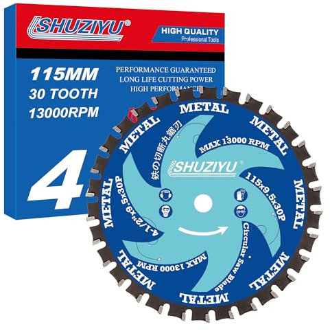 LSHUZIYU 115mm 30T, Kreissägeblatt für Stahl, Mittelloch 9.5mm, Akku-Sägezubehör, Sägeblatt für Metall