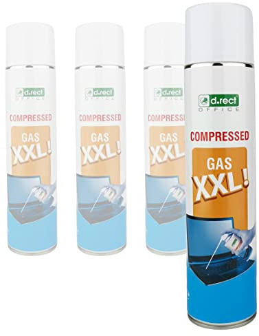 D.RECT Druckluftspray 4x600ml | Air duster PC Reinigungsset Reinigungs Spray Cleaner | Druckluftreiniger Für Die Reinigung Von Tastatur, Computer, Kamera, Handy
