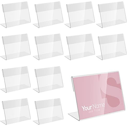 Doafoce 30Pcs Halter Visitenkarten-Display Acryl Tischschilde Etikettenhalter Einzelhandel Preisschild Halter ​für ​Namensschilder für Büro Shop Supermarkt(6 * 4.3 cm)