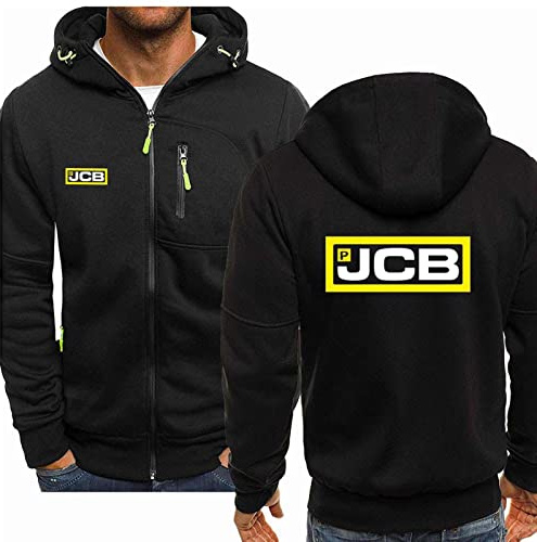 Veste à Capuche Mince pour Hommes - JCB Print Sweats à Manches Longues Pulls Printemps Été Full Zip Manteaux Sports Hauts à Capuche(Color:A1,Size:XL)