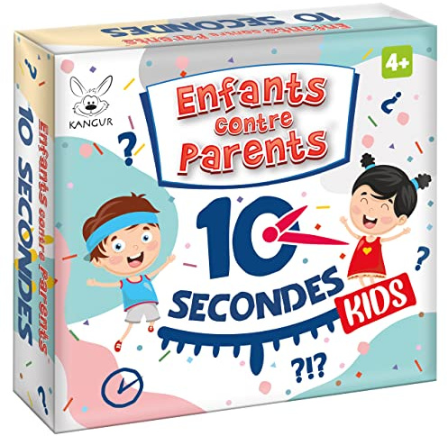 Enfants Contre Parents 10 Secondes Kids Familial Jeux de Société v. FR | 48 Cartes 4+ pour et Adultes Quiz Jeu Cartes