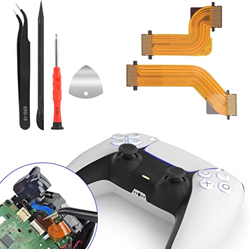 RongZy R2 L2 L1 R1 Ersatzkabel für Sony Playstation 5 PS5 Flex Kabel für Adaptive Trigger PS5(BDM-010) mit Professionelles Reparatur Werkzeug Set (Links und rechts)