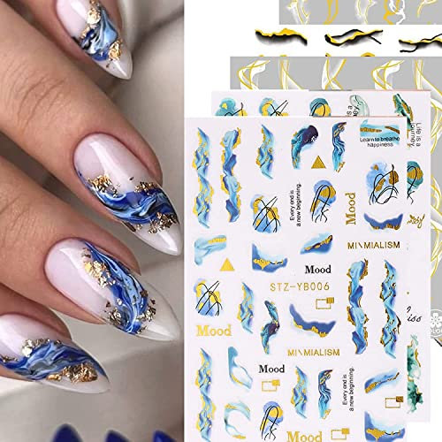 8 Adesivi Unghie,3D Nail Art Stickers,Decorazioni Unghie Nail Art,Adesivi Unghie Nail Art Stickers Linea Astratta,Autoadesivi Decorazioni Unghie,Unghie Donna Ragazze Manicure Nail Stickers Fai da Te