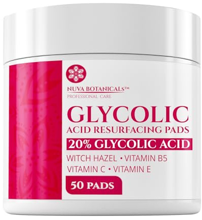 Nuva Botanicals 20% Glycolic Acid Face Pads with Vitamin C - 50 Pads